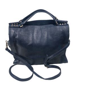 C&C California Purse Womens L Navy Blue Pebble Leather Satchel Crossbody Bag